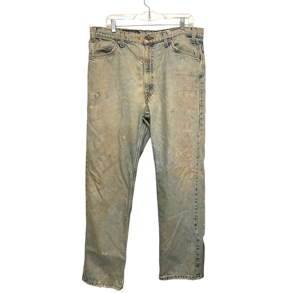 Vtg Levi's 505 Orange Tab Blue Jeans Men Size 38 Distress Work Wear Grunge Paint